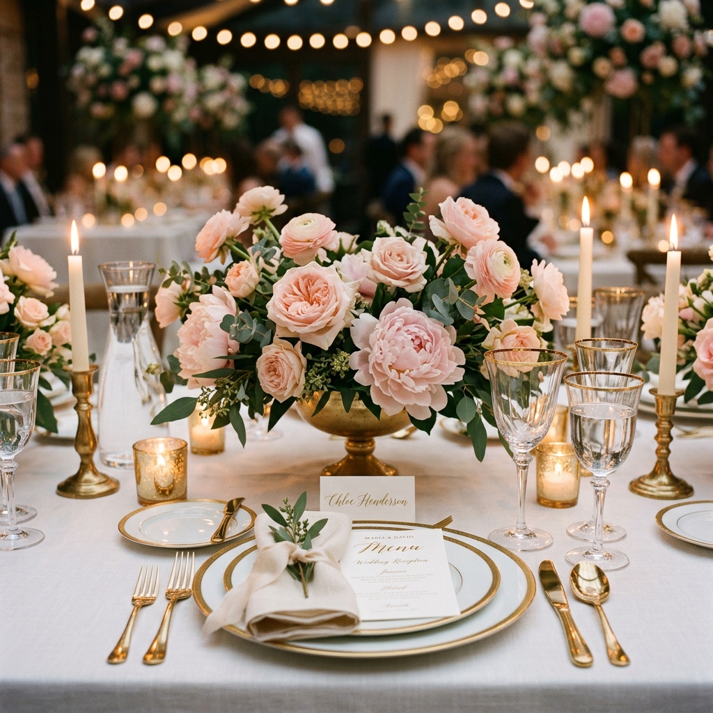 Romantic wedding table settings
